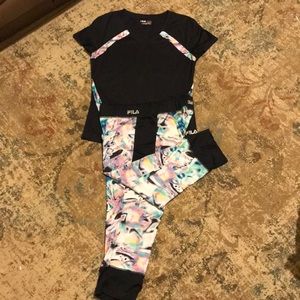 Fila workout set, small top medium bottoms